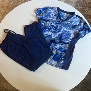 SCRUBS SET Top & Pants, Large, Blue